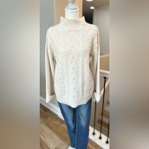 Democracy Cream Cable Knit Mock Neck Sweater size XS